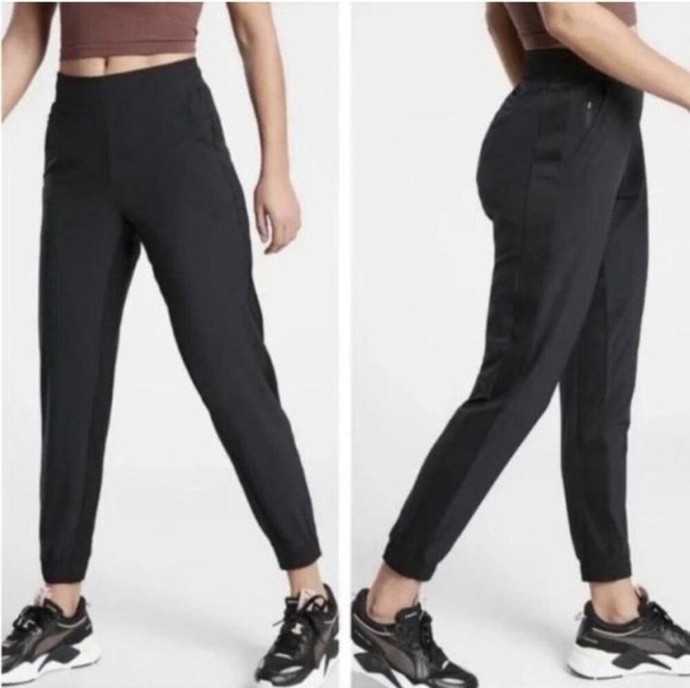Athleta Brooklyn Joggers Ribbed Sides Black Women's Size 4